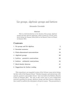 Lie Groups, Algebraic Groups and Lattices