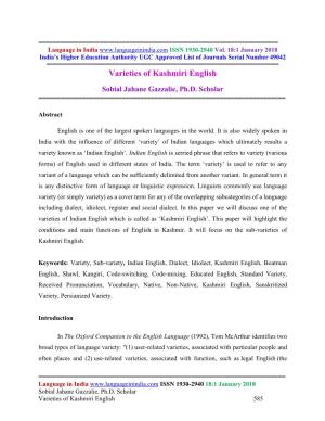 Varieties of Kashmiri English