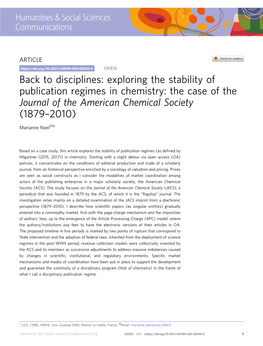 Exploring the Stability of Publication Regimes in Chemistry