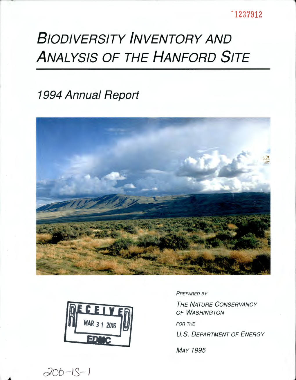 Biodiversity Inventory and Analysis of the Hanford Site