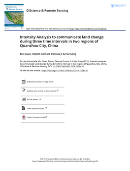 Intensity Analysis to Communicate Land Change During Three Time Intervals in Two Regions of Quanzhou City, China