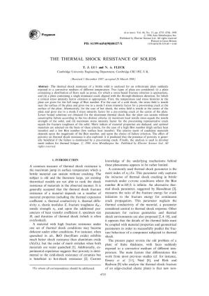 The Thermal Shock Resistance of Solids