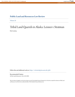 Tribal Land Quarrels in Alaska: Leisnoi V. Stratman Britt Lindsay