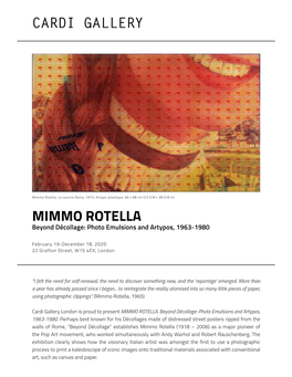 Cardi Gallery Mimmo Rotella