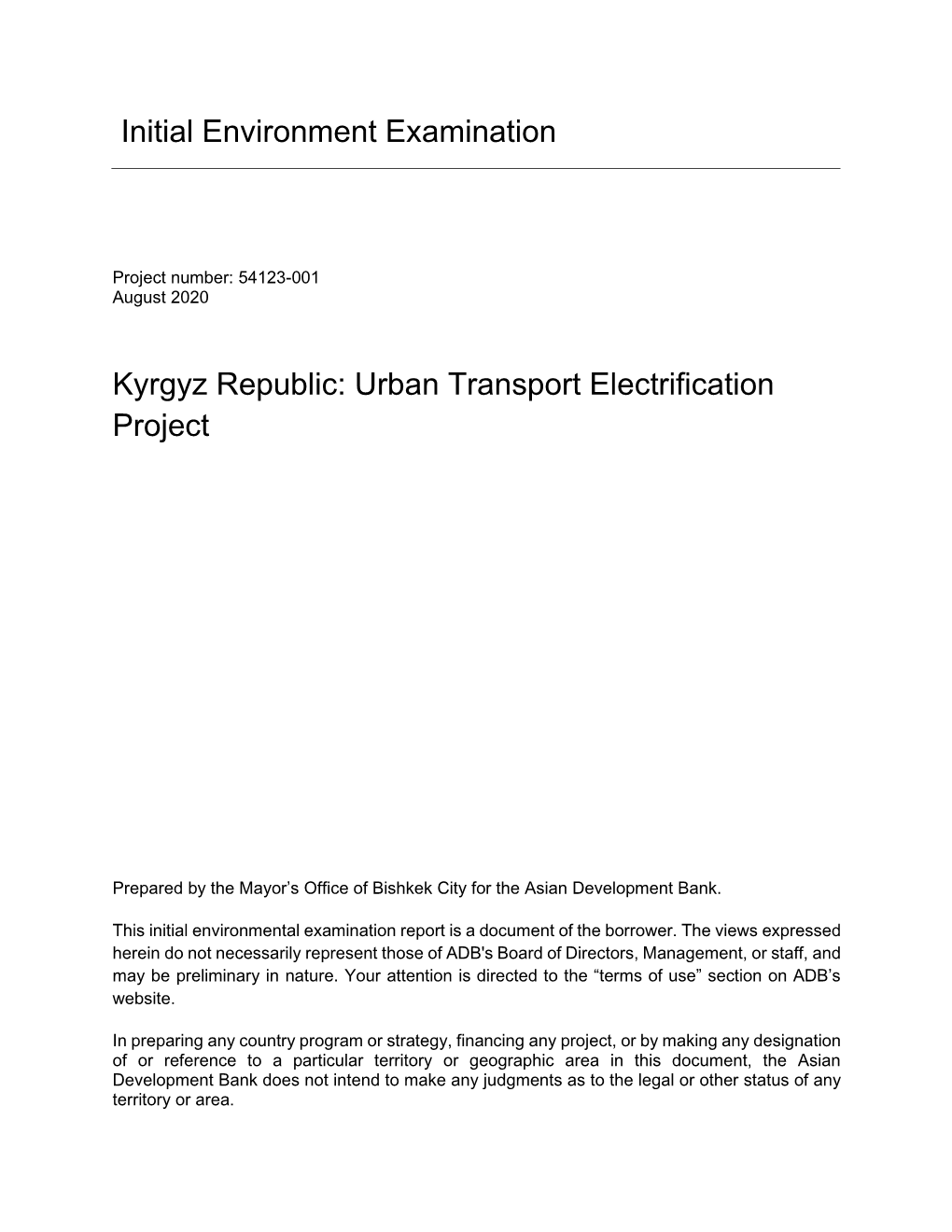 54123-001: Urban Transport Electrification Project