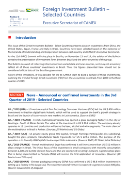 Foreign Investment Bulletin – Selected Countries