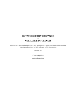 Private Security Companies – Normative Inferences