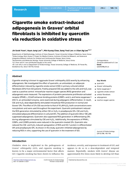 Cigarette Smoke Extract-Induced Adipogenesis in Graves' Orbital