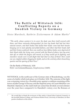 The Battle of Wittstock 1636: Conflicting Reports on a Swedish Victory in Germany
