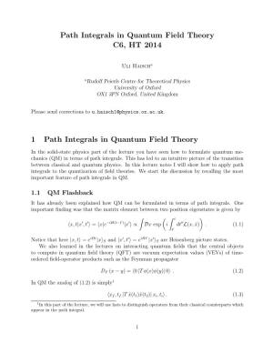 Path Integrals in Quantum Field Theory C6, HT 2014