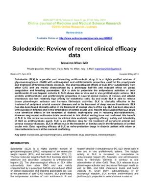 Sulodexide: Review of Recent Clinical Efficacy Data