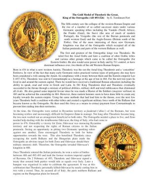 The Gold Medal of Theodoric the Great, King of the Ostrogoths (AD 493-526) by E