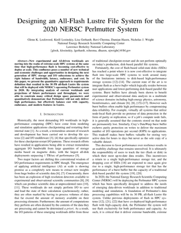 Designing an All-Flash Lustre File System for the 2020 NERSC Perlmutter System