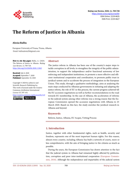The Reform of Justice in Albania