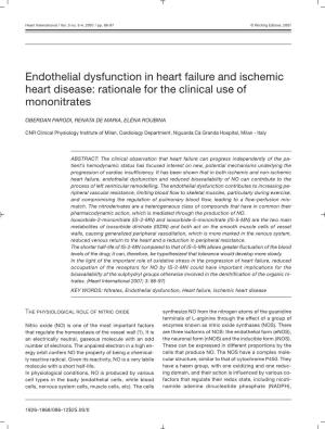 Endothelial Dysfunction in Heart Failure and Ischemic Heart Disease: Rationale for the Clinical Use of Mononitrates