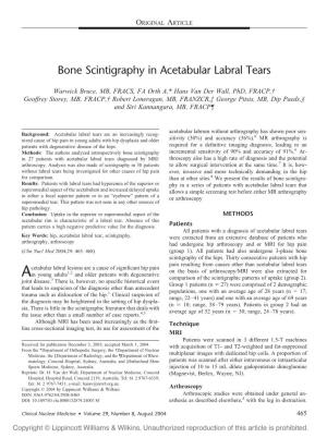 Bone Scintigraphy in Acetabular Labral Tears
