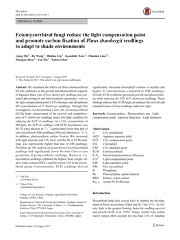 Ectomycorrhizal Fungi Reduce the Light Compensation Point and Promote Carbon Fixation of Pinus Thunbergii Seedlings to Adapt to Shade Environments