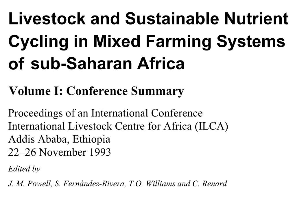 Nutrient Cycling Proceedings I