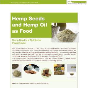 Hemp Seeds & Hemp Oil As Food