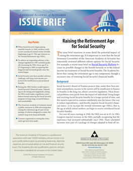 Raising the Retirement Age for Social Security