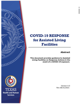 COVID-19 Response Plan for Assisted Living Facilities
