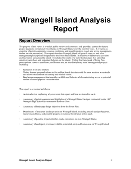 Wrangell Island Analysis Report 1 Stikine Area United States Forest Service Wrangell Ranger District