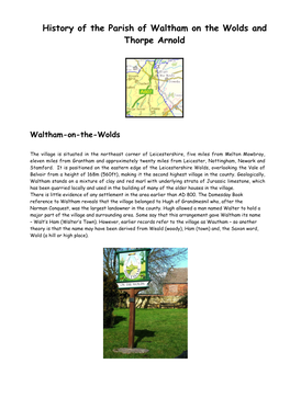 History of the Parish of Waltham on the Wolds and Thorpe Arnold