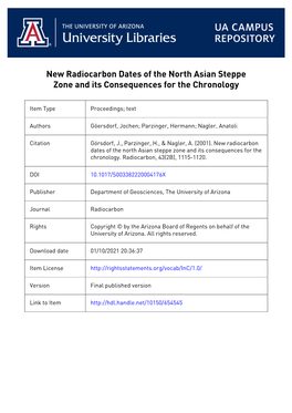 1115 New Radiocarbon Dates of the North Asian Steppe