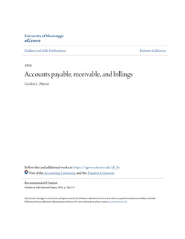 Accounts Payable, Receivable, and Billings Gordon L