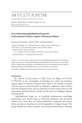 Four Interesting Aphyllophoroid Species in the Tropical Northern Region of Veracruz, Mexico