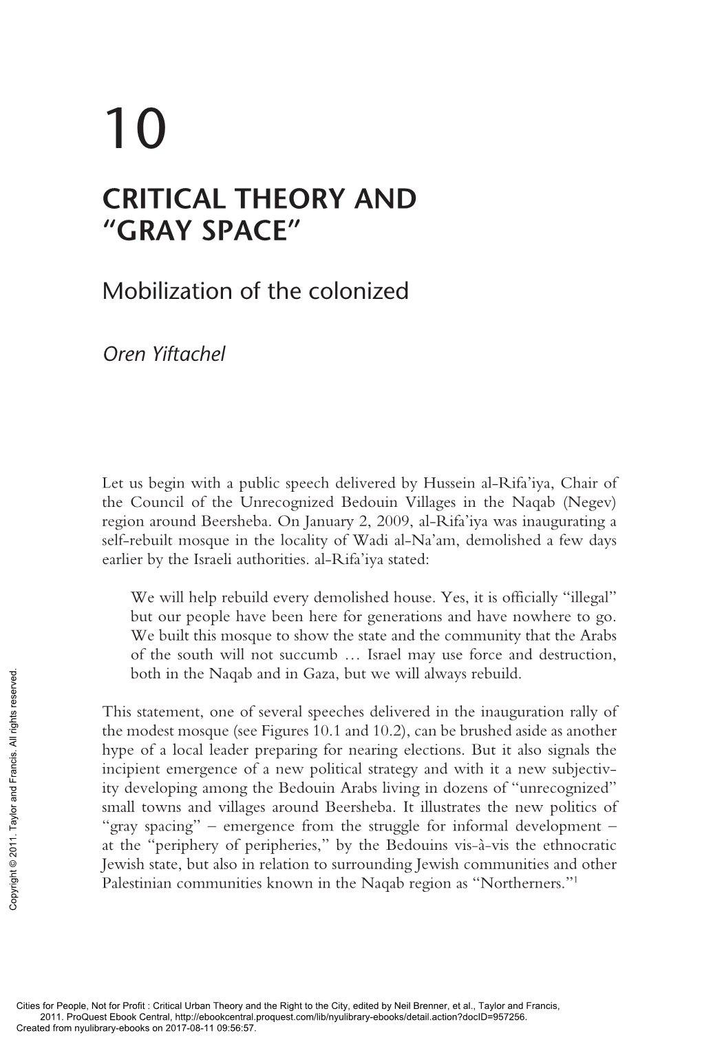 Critical Theory and “Gray Space”