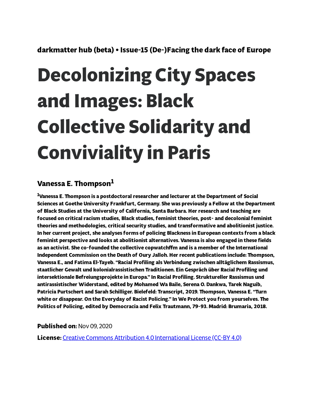 Black Collective Solidarity and Conviviality in Paris