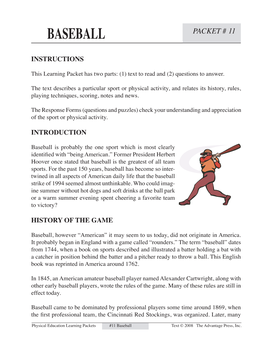 Baseball Packet # 11