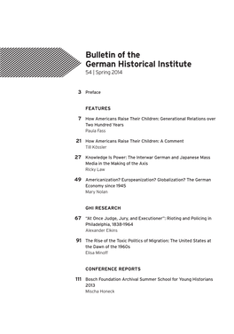 Bulletin of the German Historical Institute 54 | Spring 2014