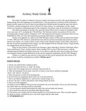 Archery Study Guide HISTORY