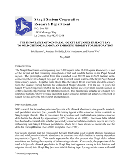 Importance of Pocket Estuaries in Skagit Bay May 2003