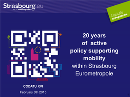 20 Years of Active Policy Supporting Mobility Within Strasbourg Eurometropole