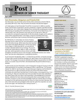 The Post POWER of SOBER THOUGHT April 2016 Volume 12 Issue 4