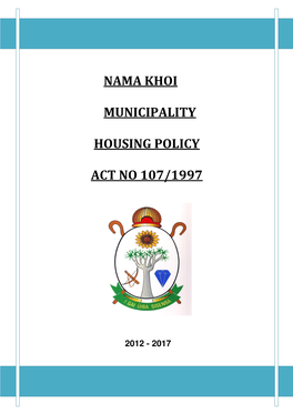 Nama Khoi Municipality Housing Policy Act No 107/1997