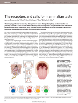 The Receptors and Cells for Mammalian Taste Jayaram Chandrashekar1, Mark A