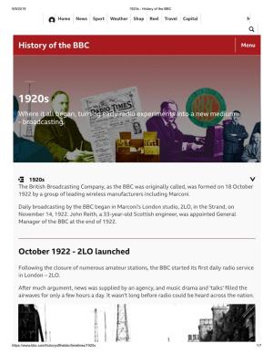 History of the BBC October 1922