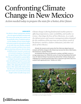 Confronting Climate Change in New Mexico Action Needed Today to Prepare the State for a Hotter, Drier Future