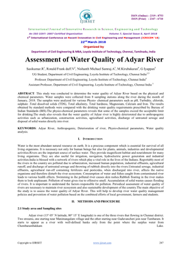 Assessment of Water Quality of Adyar River