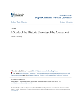 A Study of the Historic Theories of the Atonement William F