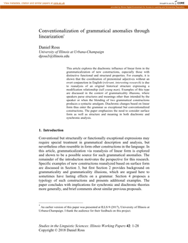 Conventionalization of Grammatical Anomalies Through Linearization*