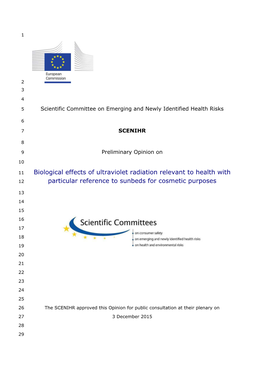 Biological Effects of Ultraviolet Radiation Relevant to Health with 12 Particular Reference to Sunbeds for Cosmetic Purposes