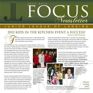 Newsletter JUNIOR LEAGUE of LANSING 2012 Kids in the Kitchen Event a Success! Karissa Chabot-Purchase