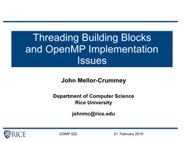 Threading Building Blocks and Openmp Implementation Issues