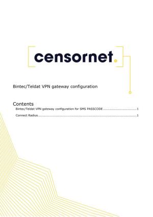 Contents Bintec/Teldat VPN Gateway Configuration for SMS PASSCODE