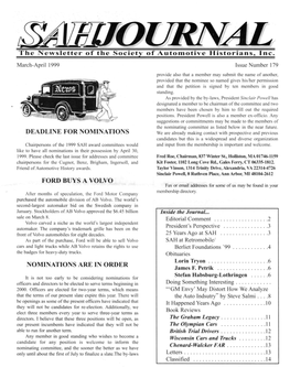 The Newsletter of the Society of Automotive DEADLINE FOR